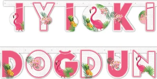 FLAMİNGO İYİ Kİ DOĞDUN HARF YAZISI - Image 1