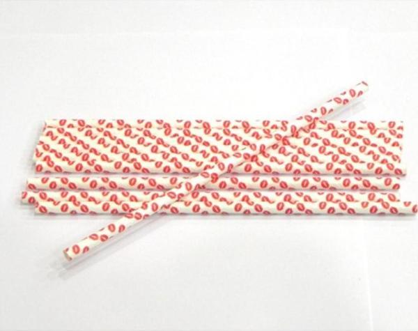 KAĞIT PİPET 20 CM - Ø6MM. DUDAK DESENLİ / 25 ADET - Image 1