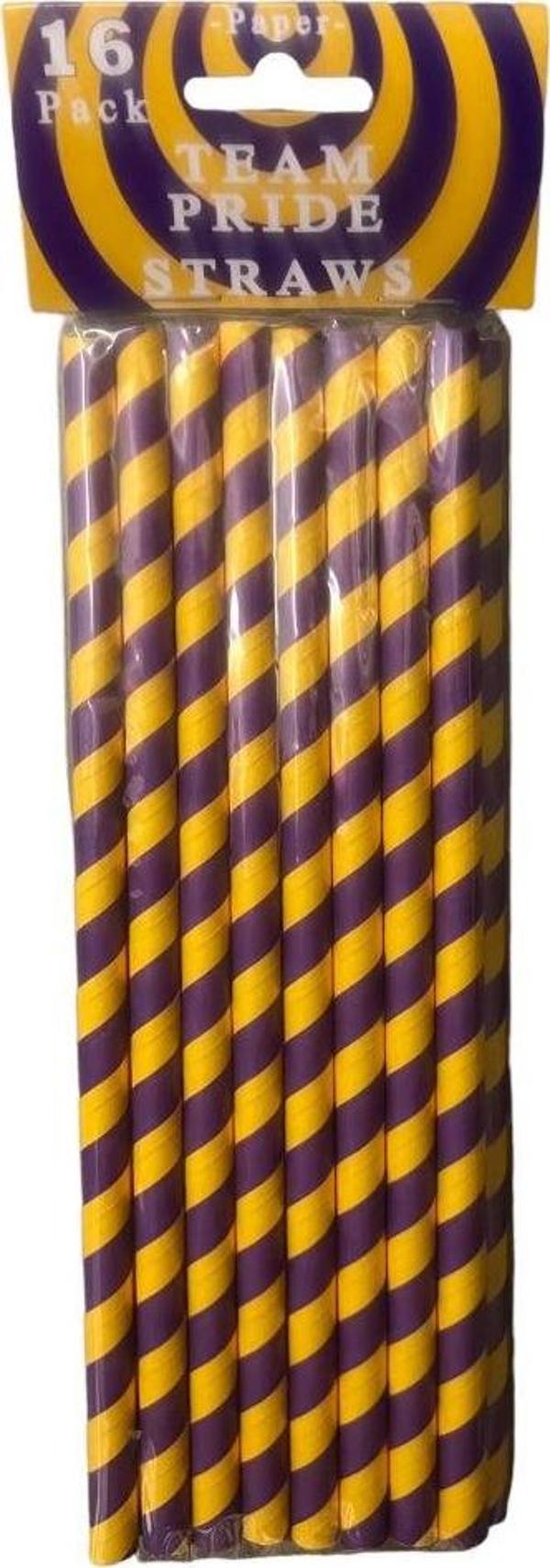 KAĞIT PİPET 20 CM - Ø6MM. MOR-BEYAZ-SARI SPİRAL 25 ADET - Image 1