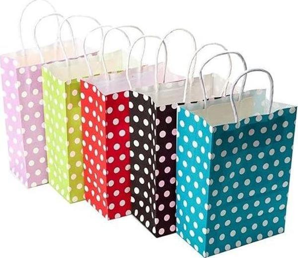 KAĞIT POŞET ÇANTA PUANTİYELİ 18*8*24 CM - 25 ADET/PAKET - Image 1