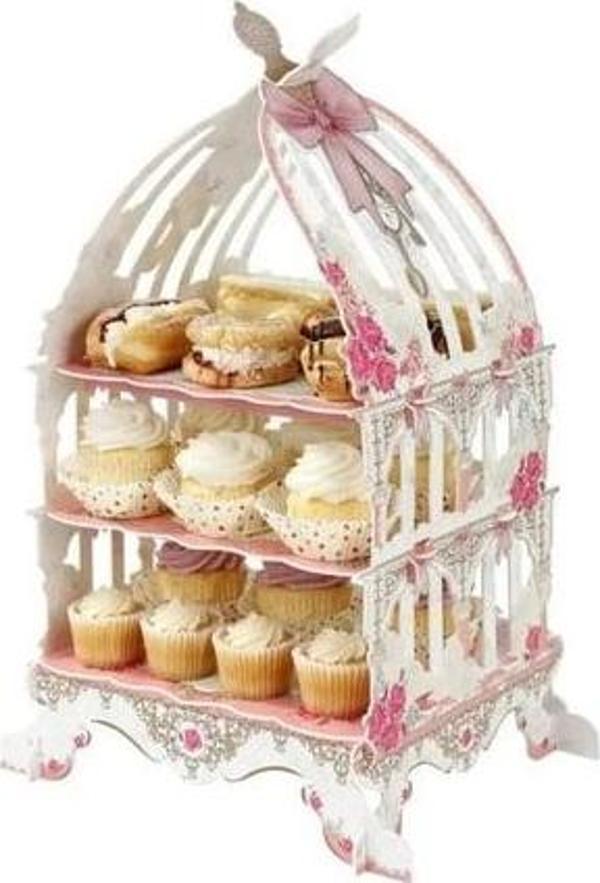 KARTON CUPCAKE STAND PEMBE KAFES MODELİ - Image 1