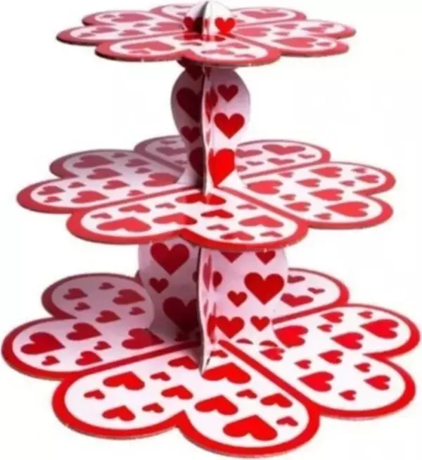 MYEBI KARTON CUPCAKE STANDI KIRMIZI KALPLİ - Image 1