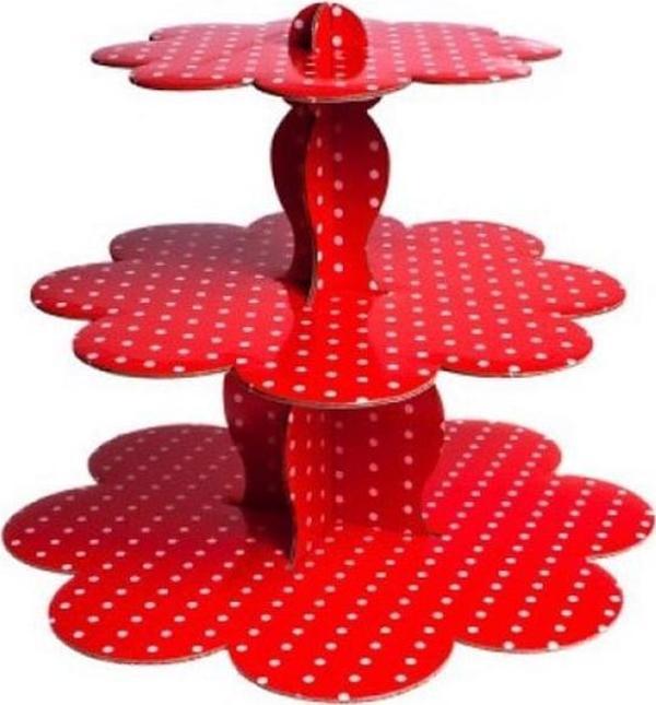 MYEBI KARTON CUPCAKE STANDI KIRMIZI PUANTİYE - Image 1