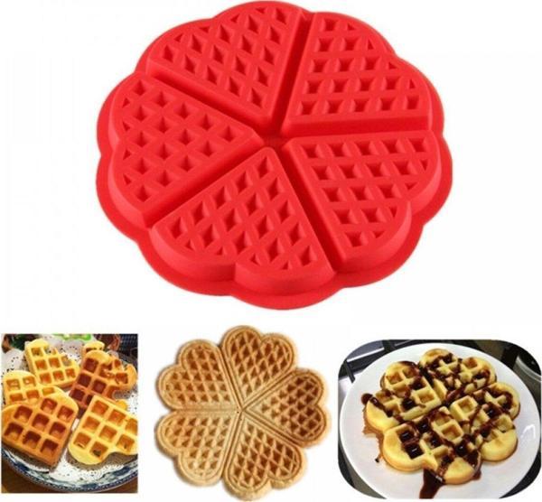 SİLİKON WAFFLE KALIBI KALP DESEN - Image 1