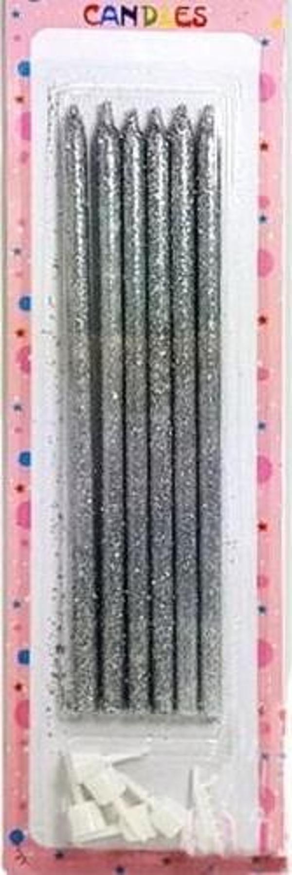 SİMLİ MUM 14CM GÜMÜŞ RENK 6'LI SET - Image 1