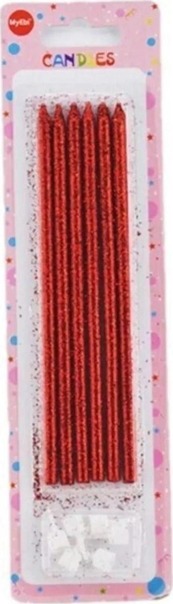 SİMLİ MUM 14CM KIRMIZI 6'LI SET - Image 1