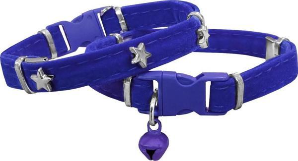 Markapet Kadife Kedi Boyun Tasması Yıldızlı 20-32 cm Mavi - Image 1