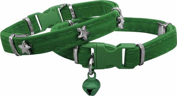 Markapet Kadife Kedi Boyun Tasması Yıldızlı 20-32 cm Yeşil - Image 1