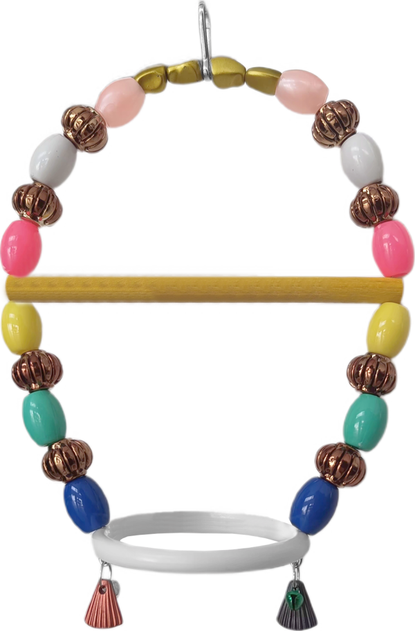 Markapet Renkli Boncuklu Oval Halkalı Papağan Salıncağı 15 cm-23 cm - Image 1