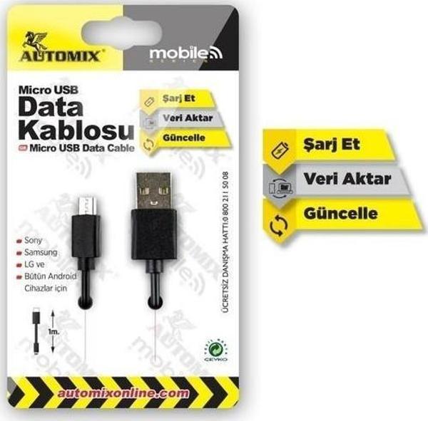 Automix Mikro Usb Data Şarj Kablosu Bütün Android Cihazlar için 40173 - Image 1