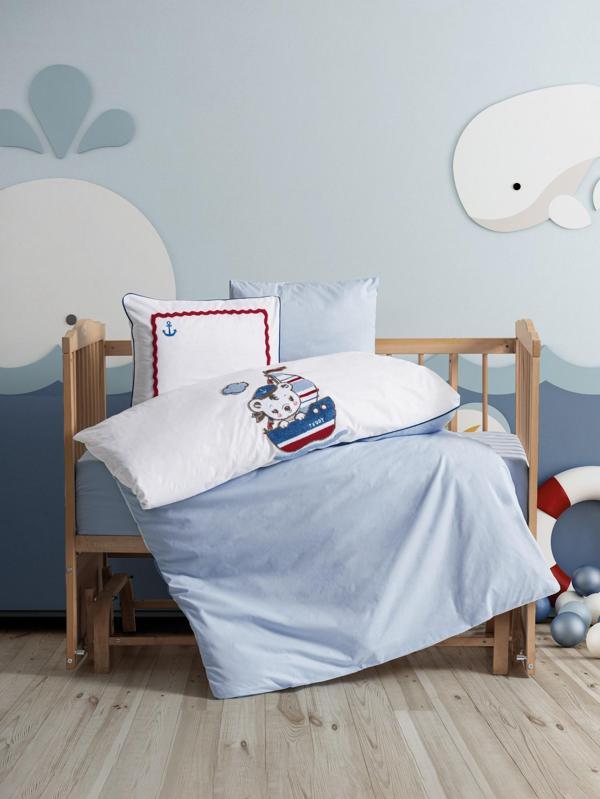 Cotton Box Punch Nakışlı Bebek Nevresim Takımı Miniyo Mavi - Image 1