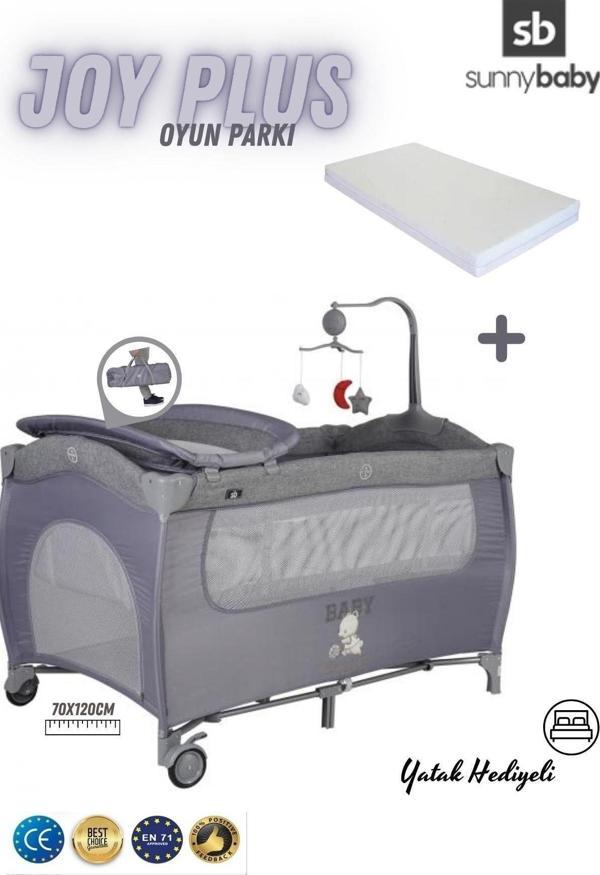 Bebeck Sunny Baby Joy Plus Oyun Parkı Gri 70X120Cm Yatak Hediyeli - Image 1