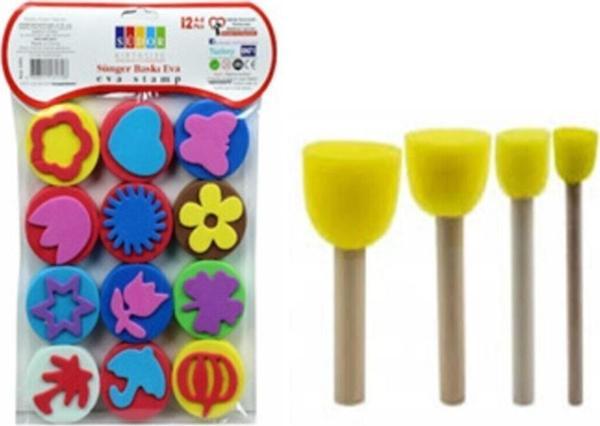 Südor 12 Li Sünger Eva Baskı Ve Ponpon Sünger Fırça Evaponpon - Image 1