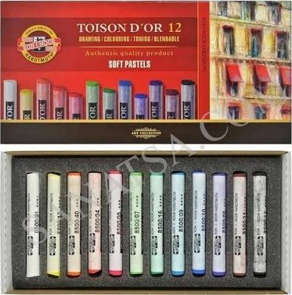 Kohinoor Toison D'or Soft toz Pastel Boya 12 Renk - Image 1