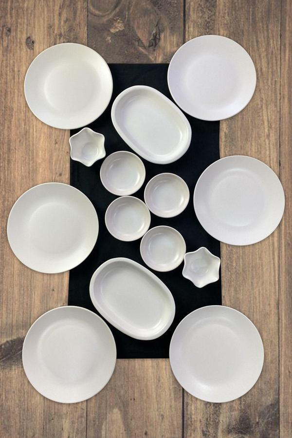 Keramika 14 Parça 6 Kişilik Beyaz Kahvaltı Takımı - Image 1