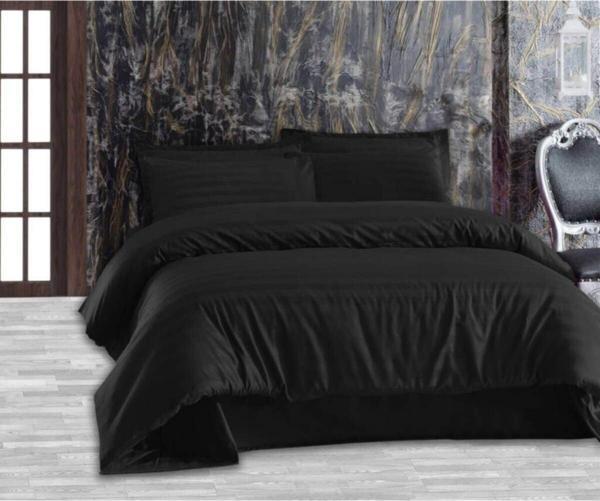ALTINBAŞAK Always Siyah Satin Deluxe Pamuk Saten Çift Kişilik Nevresim Takımı - Image 1