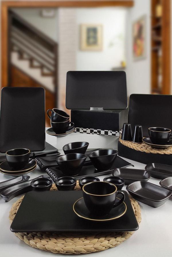 Keramika Siera 35 Parça 6 Kişilik Kahvaltı Takımı Siyah - Image 1