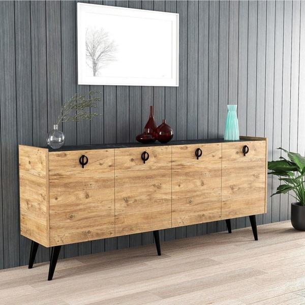 Alonex Kaya Konsol Atlantik Çam Mermer Desenli 180 Cm Yemek Odası Ofis Salon Ünite - Image 1