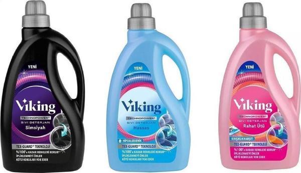 Viking Technopwer Sıvı Çamaşır Deterjanı Simsiyah- Rahat Ütü-Hassas Ciltler 2,7 lt  3'lü Set - Image 1