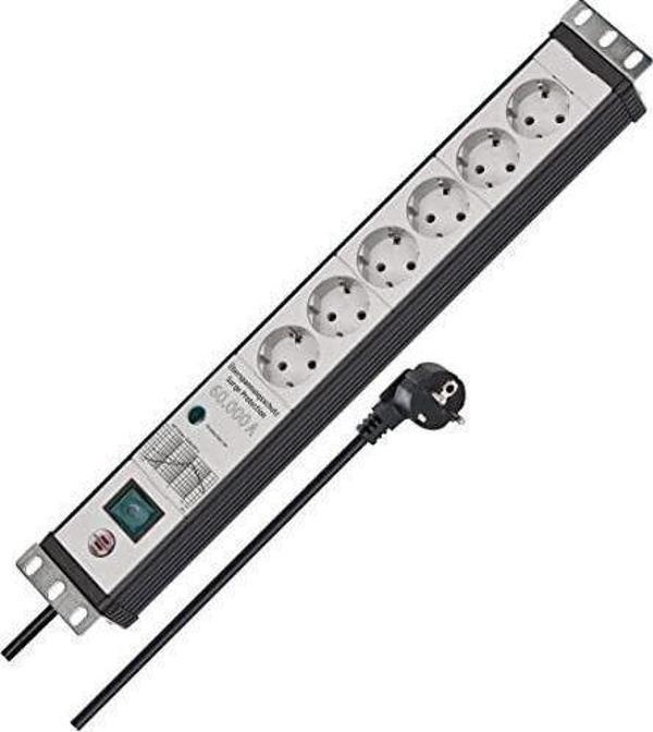 Brennenstuhl Premium-Line 6 Soketli 60.000 Amper Akım Korumalı 3 Metre Kablolu Server Dolabı Uyumlu Priz 5 Yıl Garantili - Image 1