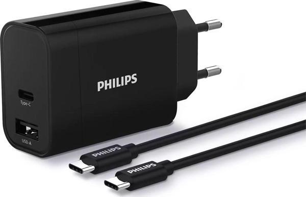 Philips DLP2621C 30W USB-A ve USB-C Bağlantısı Type-C Kablolu Duvar Şarj Adaptörü - Image 1