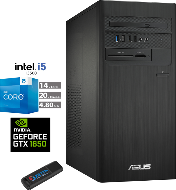 Asus Expertcenter Intel I5 13500 64GB 1tb SSD 4GB/GTX1650 WINDOWS11PRO Masaüstü Blgisayar C1S500TE-5135000020W58 + Zetta USB Bellek - Image 1