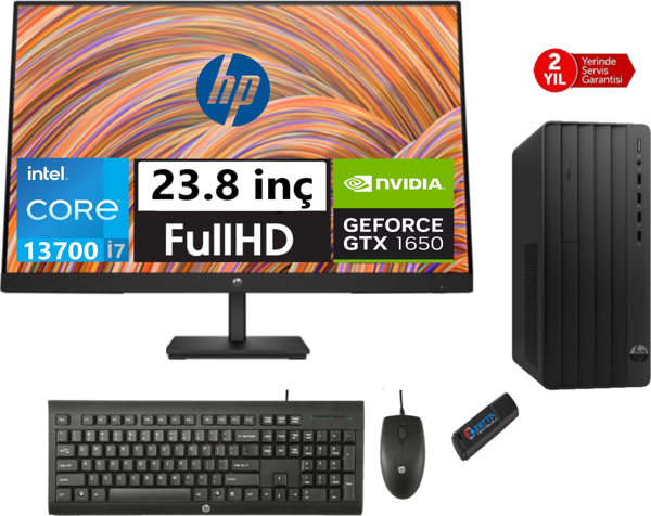 Hp 290 Pro G9 Intel Core I7 13700 64GB 2tb SSD 4GB/GTX1650 23.8 Monitör WINDOWS11PRO Masaüstü Blgisayar 6624A8ET59 + Zetta USB Bellek - Image 1