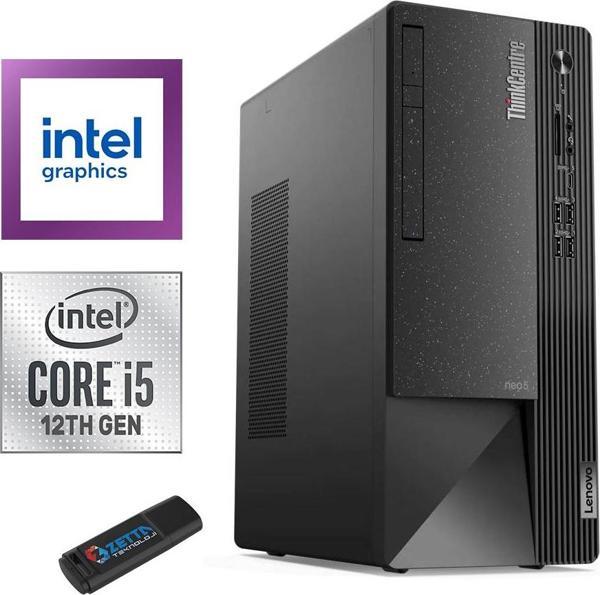 Lenovo Thinkcentre Neo 50T Gen4 Intel I5 12400 16GB 1tb SSD Freedos Masaüstü Bilgisayar 12JB005DTR08 + Zetta Flash Bellek - Image 1