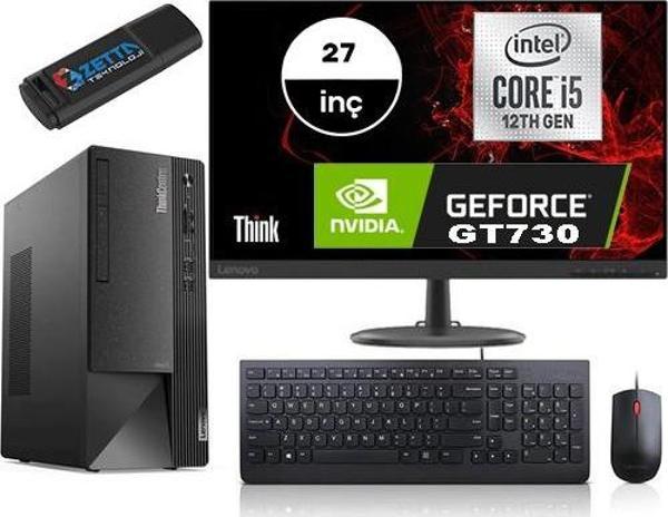 Lenovo Thinkcentre Neo 50T Gen4 Intel I5 12400 64GB 1tb SSD 4GB/GT730 Windows 11 Pro Fhd 27 Inç Monitör Masaüstü Bilgisayar 12JB005DTRMMG758 + Zetta Flash Bellek - Image 1