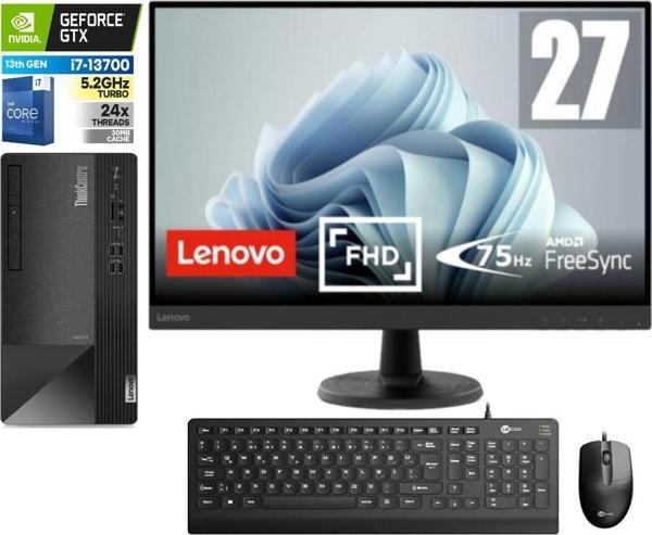 Lenovo Thinkcentre Neo 50T Gen4 Intel I7 13700 16GB 256GB SSD 4GB/GT1650 Freedos 27" Mon.masaüstü Blgisayar 912JB005ATR06 + Zetta USB Bellek - Image 1