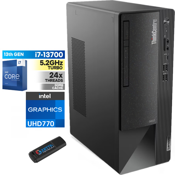 Lenovo Thinkcentre Neo 50T Gen4 Intel I7 13700 16GB 1tb SSD WINDOWS11HOME Masaüstü Blgisayar 112JB005ATR28 + Zetta USB Bellek - Image 1
