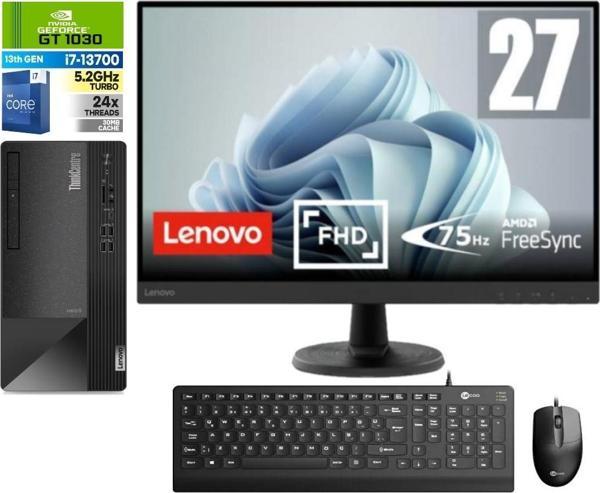 Lenovo Thinkcentre Neo 50T Gen4 Intel I7 13700 16GB 4tb SSD 4GB/GT1030 WINDOWS11PRO 27" Mon.masaüstü Blgisayar 712JB005ATR50 + Zetta USB Bellek - Image 1