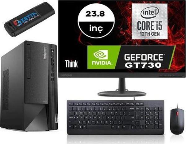 Lenovo Thinkcentre Neo 50T Gen4 Intel I5 12400 16GB 512GB SSD 4GB/GT730 Windows 11 Home Fhd 23.8 Inç Monitör Masaüstü Bilgisayar 12JB005DTRMG727 + Zetta Flash Bellek - Image 1