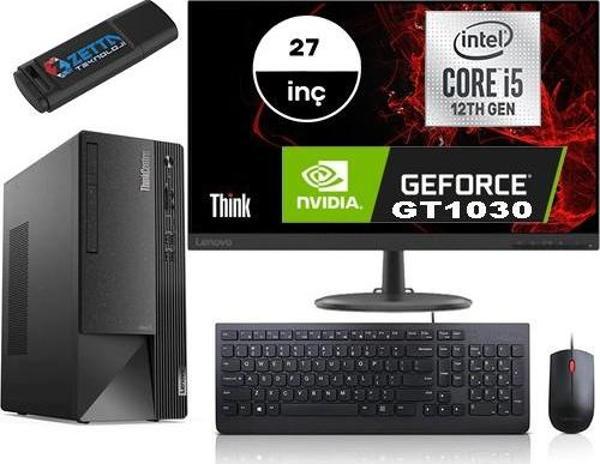 Lenovo Thinkcentre Neo 50T Gen4 Intel I5 12400 8gb 512GB SSD 4GB/GT1030 Windows 11 Home Fhd 27 Inç Monitör Masaüstü Bilgisayar 12JB005DTRMMG122 + Zetta Flash Bellek - Image 1