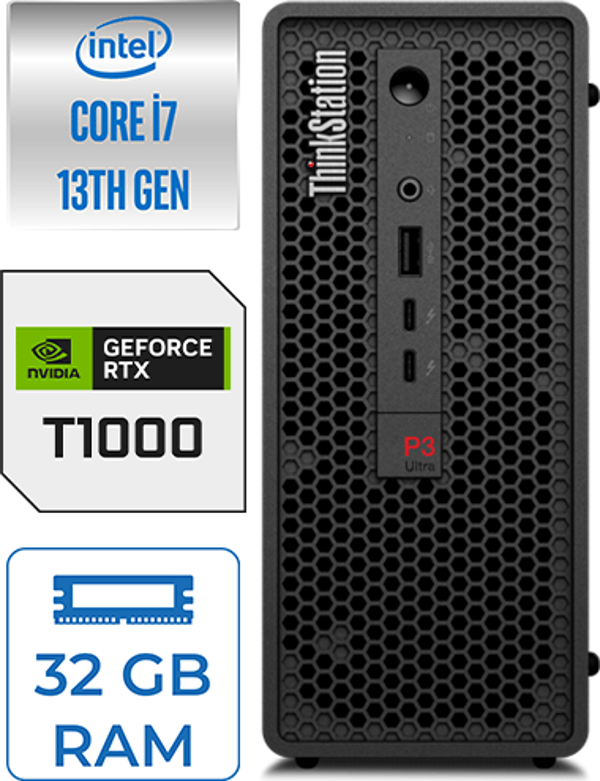 Lenovo Ws P3 Ultra Sff I7-13700K 32GB Ddr5 2tb HDD + 2tb SSD Nvidia 8gb T1000 Windows 11 Pro 30HA000QTX25 - Image 1