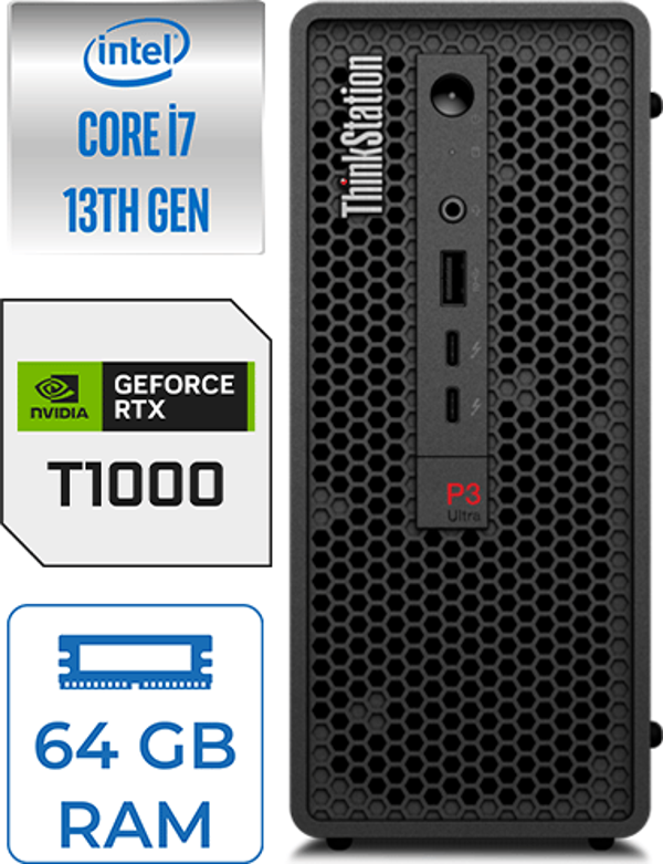 Lenovo Ws P3 Ultra Sff I7-13700K 64GB Ddr5 1tb HDD + 1tb SSD Nvidia 8gb T1000 Windows 11 Pro 30HA000QTX28 - Image 1