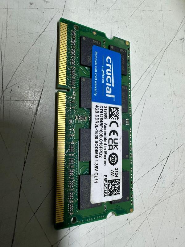 CRUCIAL 4GB DDR3-1600 CT51264BF160B.C16FPD2 SODIMM PC3-12800 NON-ECC NOTEBOOK RAM BELLEK - Image 1