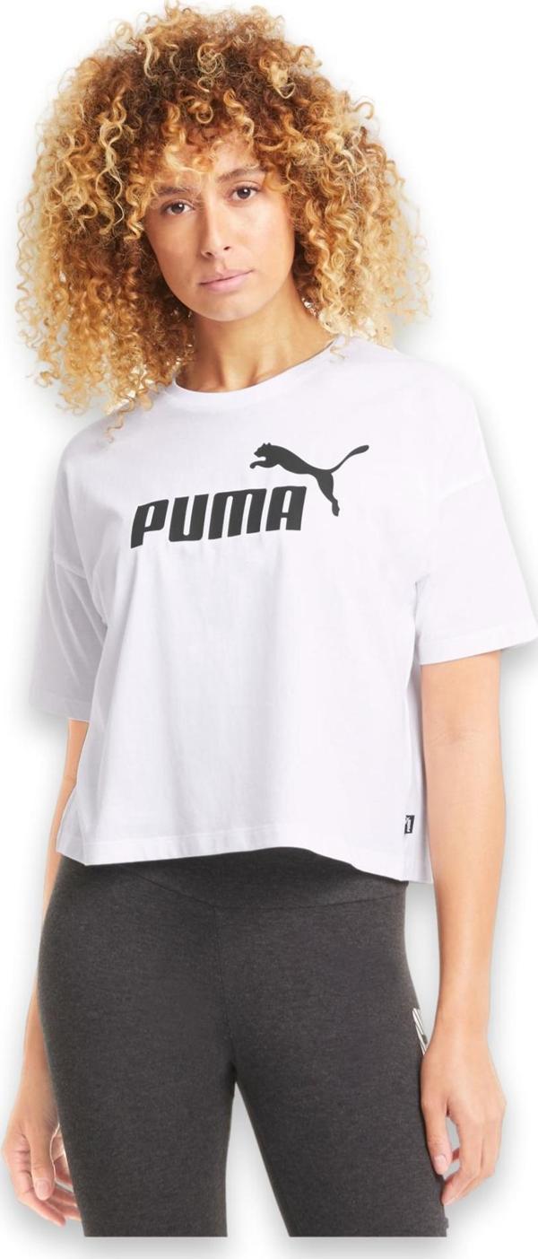 Puma 586866 Ess Cropped Logo Beyaz Kadın T-Shirt S - Image 1