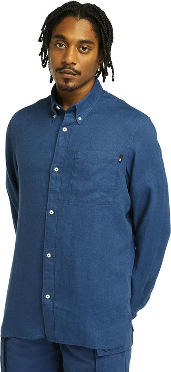 Timberland Tb0A66B9 Linen Chest Pocke Mavi Erkek Gömlek M - Image 1