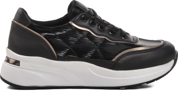 Ayakmod 7684 Siyah-Beyaz Bağcıklı Kadın Sneaker - Image 1