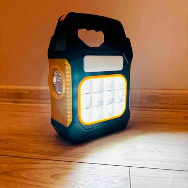 Yeni Nesil Işıldak Fener Kamp Feneri Şarjlı Ve Güneş Enerjili  3W+1W+12W  Power Bank - Image 1