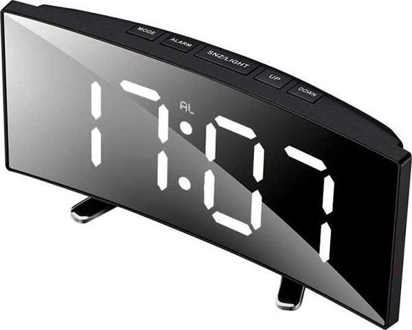 WHİTE LED MIRROR CLOCK BEYAZ LED IŞIKLI SAAT MASA SAATİ ALARM DERECE TARİH PİLLİ + USB DİJİTAL SAAT - Image 1