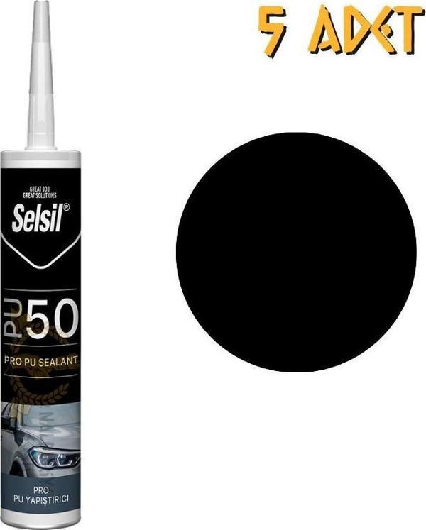 Selsil Poliüretan Mastik Yapıştırıcı PU50 SİYAH 280 ml. - 5 Adet - Image 1