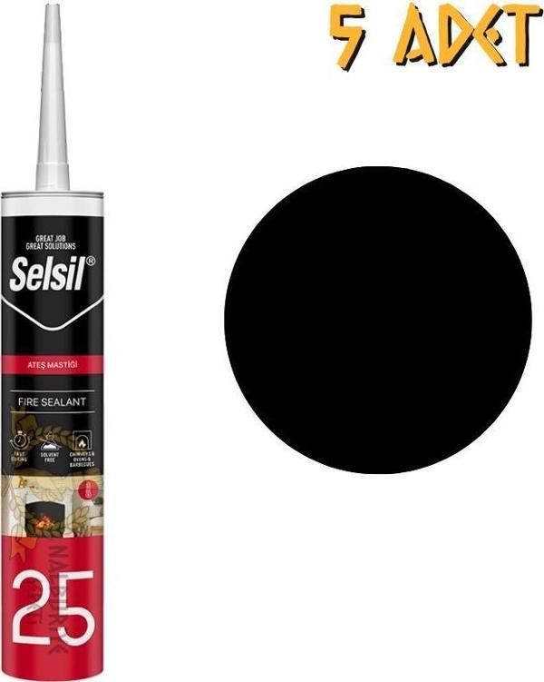 Selsil Isıya Dayanıklı Ateş Mastiği SİYAH 300 ml. - 5 Adet - Image 1