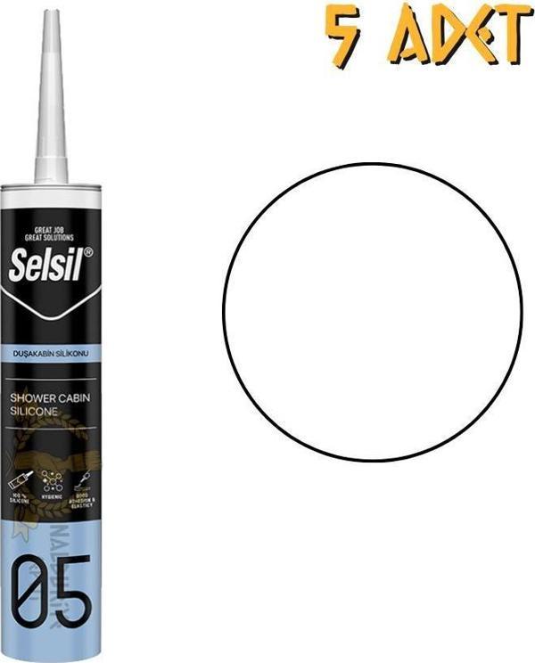 Selsil Mutfak Banyo Duşakabin Silikonu BEYAZ 280 ml. - 5 Adet - Image 1