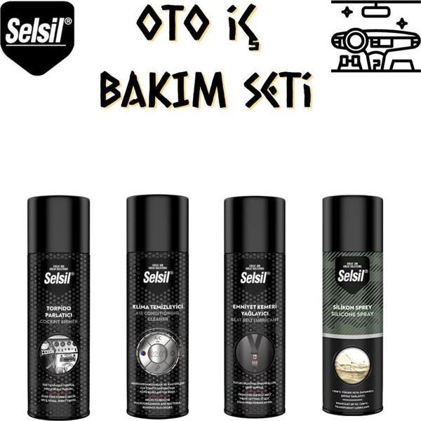 Selsil Oto İç Bakım Seti 4 Parça (Klima-Torpido-Kemer-Silikon Spreyi) - Image 1