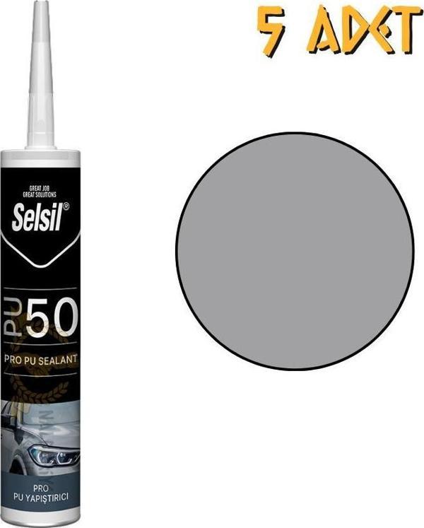 Selsil Poliüretan Mastik Yapıştırıcı PU50 GRİ 280 ml. - 5 Adet - Image 1