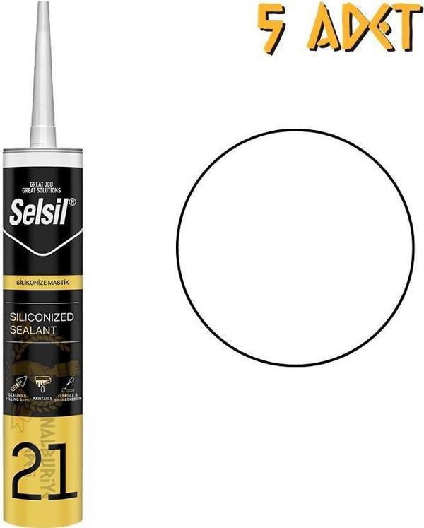 Selsil Silikonize Mastik BEYAZ 500 gr. - 5 Adet - Image 1