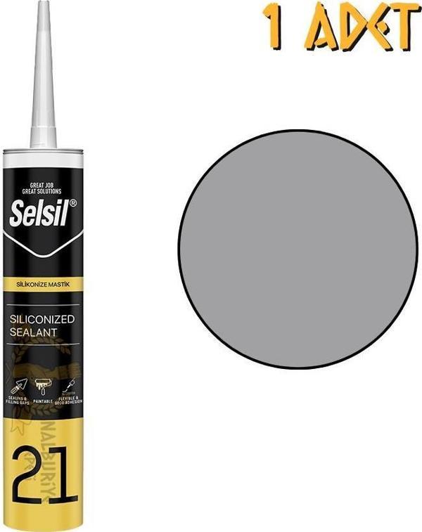 Selsil Silikonize Mastik GRİ 500 gr. - 1 Adet - Image 1