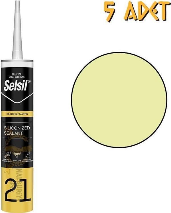 Selsil Silikonize Mastik ŞAMPANYA 500 gr. - 5 Adet - Image 1